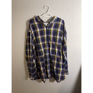 Oak Hill Blue, Yellow & Red Plaid Long Sleeve Men Size 4XLT Button Up Shirt